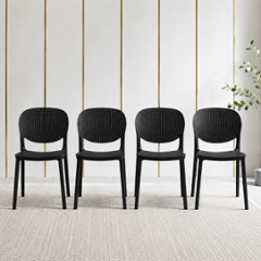 CELLBELL Aero Plastic Black Stackable Armless Chair (Pack of 4)