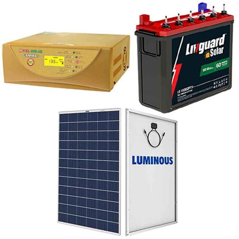 UTS 1kVA 12V Pure Sine Wave Solar Inverter with Livguard 200Ah Solar Battery & Luminous 330W Polycrystalline Solar Panel Combo