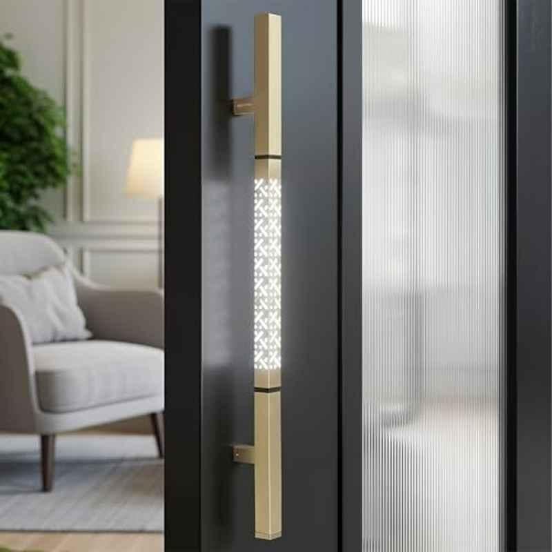 Plantex 18 inch LED Main Door Handle/Pull-Push Handle with Sensor Touch/Lighting Door Handle for Main Door/Stainless Steel Handle for Home & Door Decor (Brass Antique)