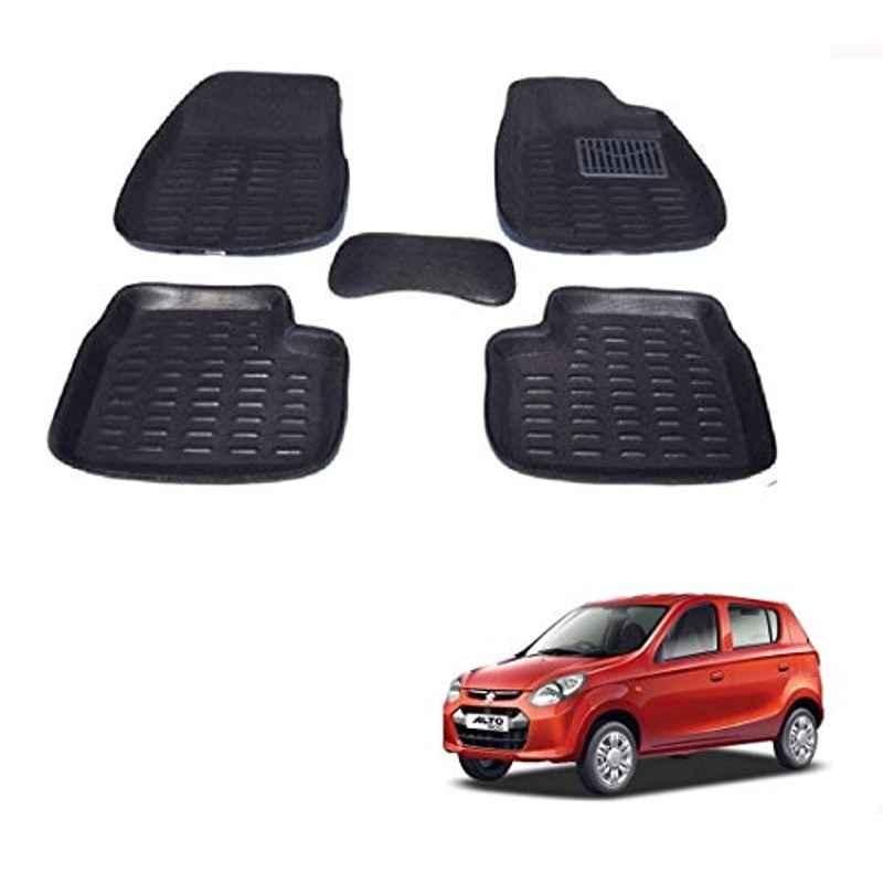 Kozdiko 3 Pcs 4D Black Car Foot Mat Set for Maruti Alto 800, koz_20215