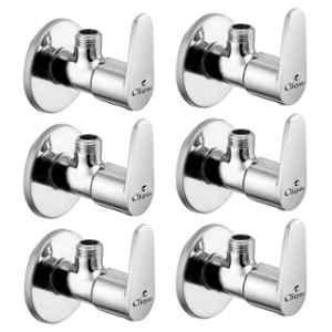 Cliquin Cora Brass Silver Chrome Wall Mounted Angle Valve for Bathroom & Kitchen (Pack of 6)