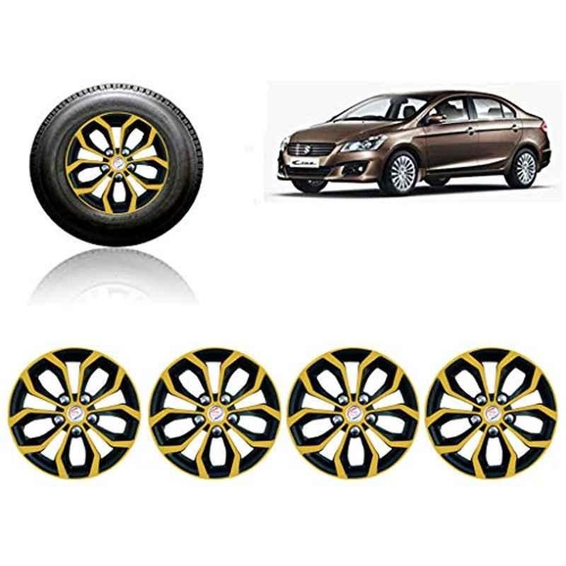 Auto Pearl 4 Pcs 15 inch ABS Golden & Black Car Wheel Cover Set for Maruti Suzuki Ciaz