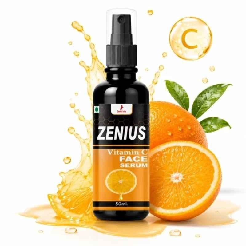 Zenius India 50ml Vitamin C Face Serum with Purified Water, Botanical Hyaluronic Acid, Glycerine for Boosts Collagen, Reduces Dark Spots & Pigmentation