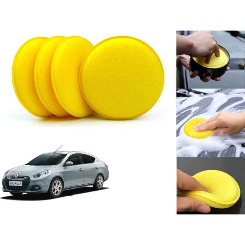 Auto Pearl Polyurethane Beige Washing & Waxing Polish Foam Sponge for Scala (Pack of 4)