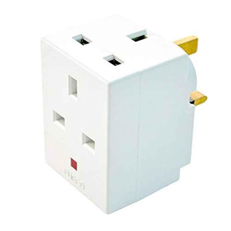 13A 240 VAC 3 Way Multi Plug Fused Adapter Socket