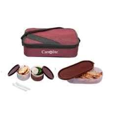 Carrolite 650ml Cherry & Brown Plastic Lunchbox, Brown_P-30 (Pack of 3)