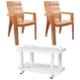 Italica 2 Pcs Polypropylene Camel Spine Care Chair & White Table with Wheels Set, 2277-2/9509