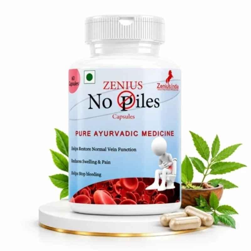 Zenius India 60 Pcs No Piles Capsule with Harar, Amla, Bahera, Inderjow & Manjeeth for Restores Normal Vein Function & Reduces Swelling