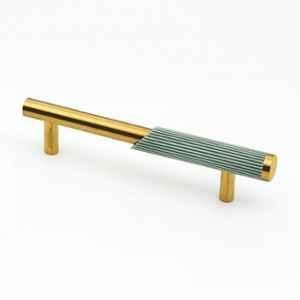 Plantex Stainless Steel & Aluminium Cabinet Handle/96mm Wardrobe Door Handle/Cupboard Pull-Push Handles for Home/Office (Green & Gold)