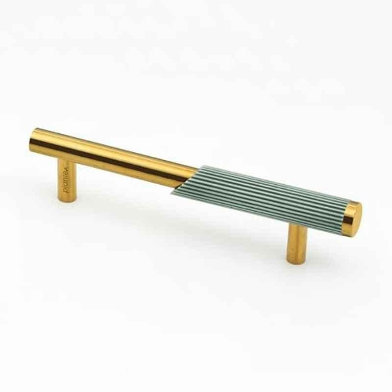 Plantex Stainless Steel & Aluminium Cabinet Handle/96mm Wardrobe Door Handle/Cupboard Pull-Push Handles for Home/Office (Green & Gold)