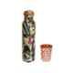 Healthchoice 1000ml Pure Copper Leaf Printed Jointless Bottle with Glass (Pack of 2)