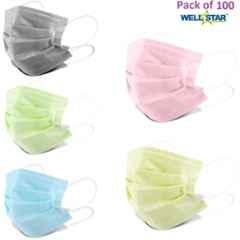 Wellstar 100 Pcs 3 Layer Protective Surgical Face Mask Set with Nose Clip, COURFUL MASK-12