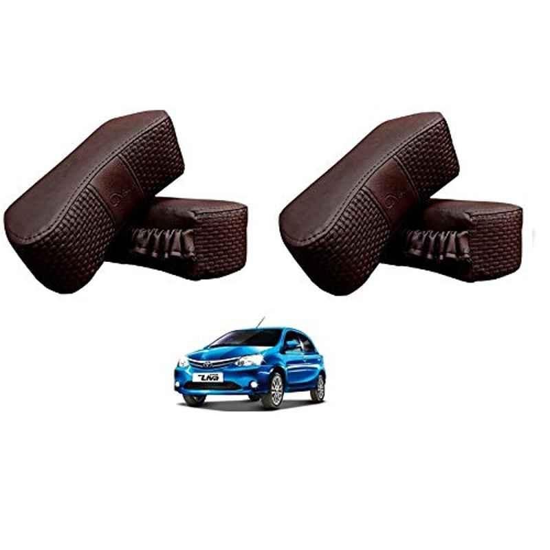 Kozdiko 4 Pcs CV Designer Cola Leatherite Neck Rest Car Cushion Pillow Set for Toyota Etios Liva