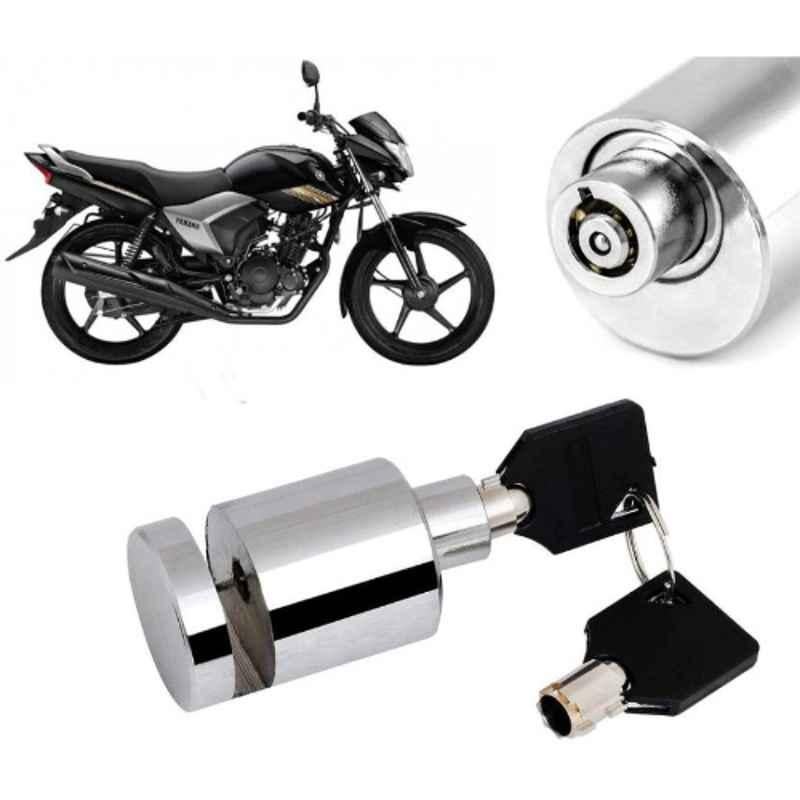Auto Pearl Stainless Steel Silver Heavy Duty Anti Theft Motorcycle Disc Brake Lock, Lock_531