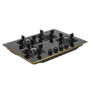 Padmini 4 Burner Stainless Steel Black Automatic Ignition Glass Top Gas Stove, Gas Hob ONYX-406 EDGE