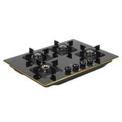 Padmini 4 Burner Stainless Steel Black Automatic Ignition Glass Top Gas Stove, Gas Hob ONYX-406 EDGE