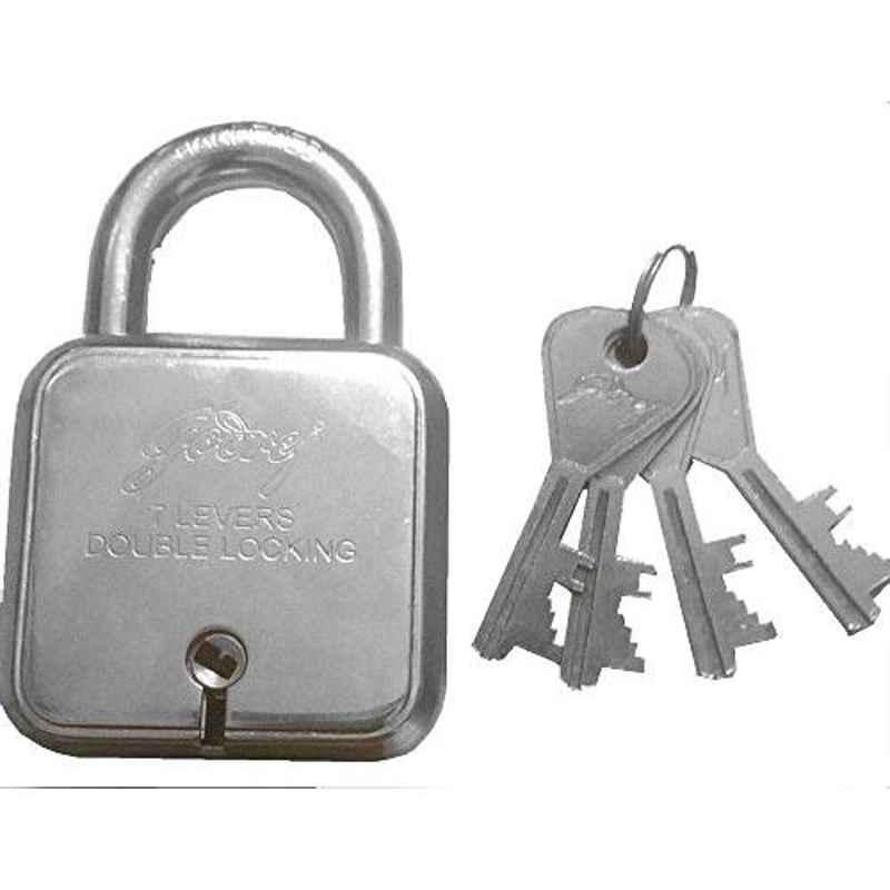 Godrej 7 Levers Square Padlock with 4 Keys, 8153 (Pack of 2)