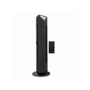 GM Fortune 55W Super Silent Operation Black Bladeless Tower Fan with Air Purifier with 90 deg Horizontal Oscillation, 3 Speed Modes, Up to 8 Hours Timer & Remote for Easy Access
