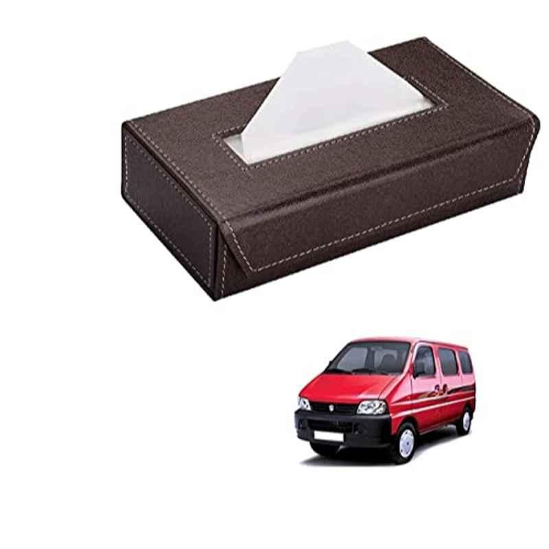 Kozdiko 100 Pulls PU Leather Brown Car Tissue Paper Box with 200 Sheets for Maruti Suzuki Eeco