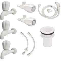 Senkiddpro 8 Pcs PVC & ABS White Bathroom Fitting Set