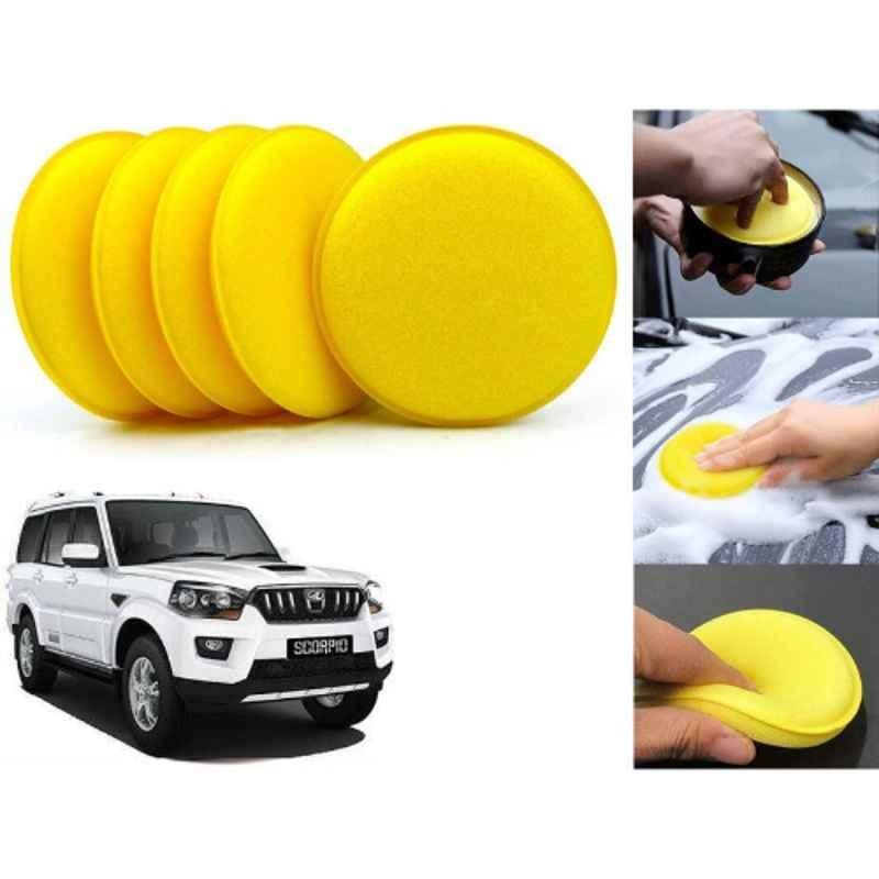 Auto Pearl Polyurethane Beige Washing & Waxing Polish Foam Sponge for Scorpio 2014-2017 (Pack of 5)