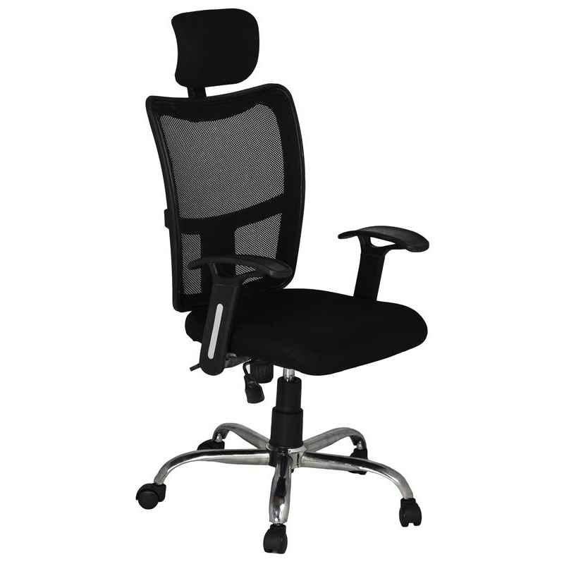 High Living Bravo HB Net & Cloth High Back Black Office Chair (Pack of 2)