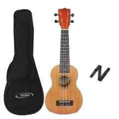Techno 21 inch Mahogany Natural Soprano Ukulele with Strap & Carry Bag, RJ-UK-221
