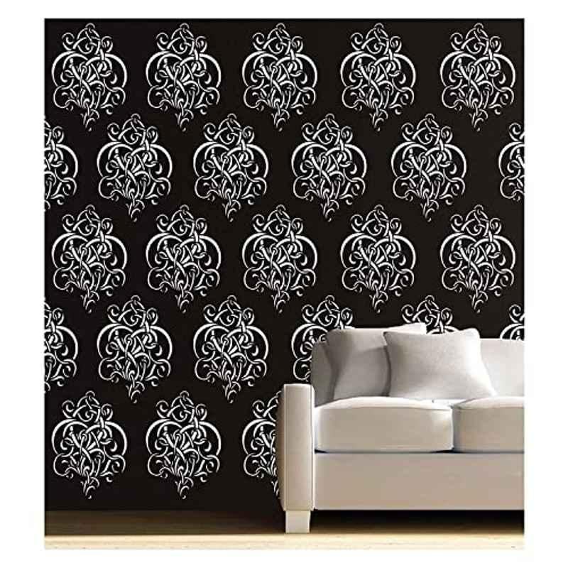 Kayra Decor 16x24 inch PVC Damask Wall Design Stencil, KHS256