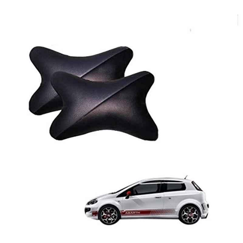 Kozdiko 2 Pcs Memory Foam Grey & Black Car Neck Rest Cushion Pillow Set for Fiat Abarth