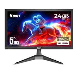 Foxin Crystal 24 inch 1920x1080p FHD Black Flat LED Monitor with True Pixel, Anti Glare, HDMI & VGA Ports