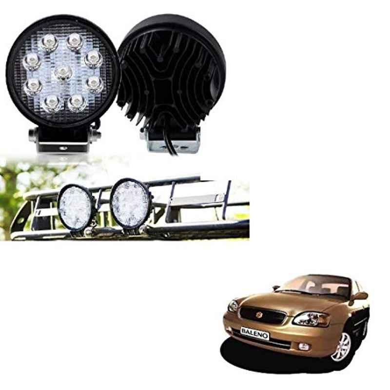 Kozdiko 2 Pcs 27W 4 inch 9 LED Waterproof Round White Fog Light Set with Mounting Brackets for Maruti Suzuki Baleno, kozd_19879