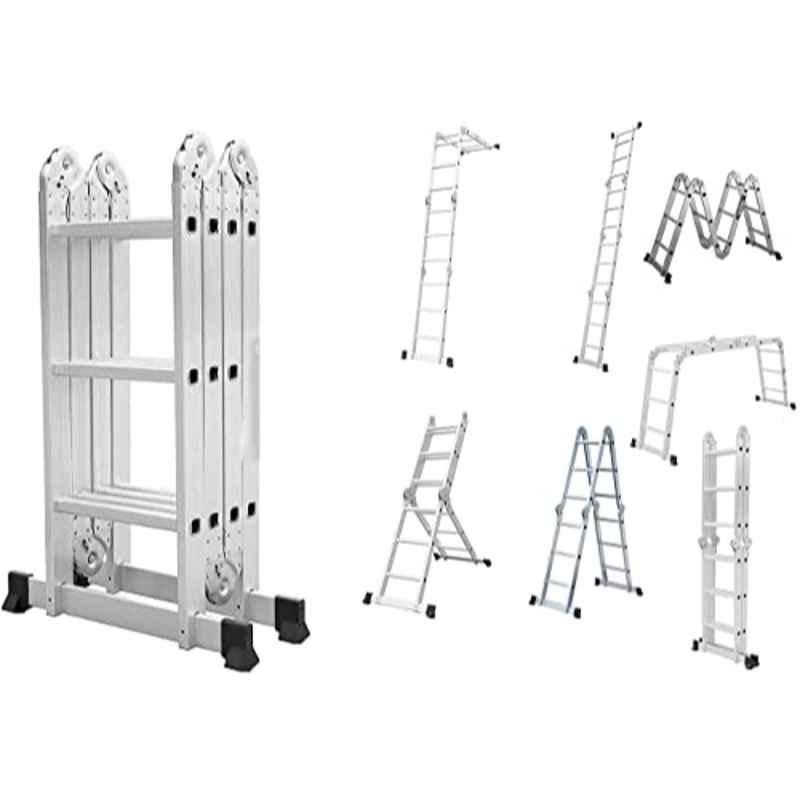 Sunrise 530lbs 4x3 Step Aluminium Silver Multi-Purpose Scaffold Adjustable Telescoping Extension Ladder