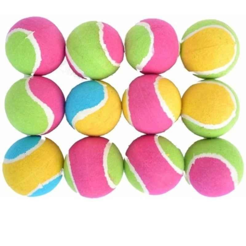 Khelo Meerut Rubber Multicolour Standard Lightweight & Long-Lasting Tennis Balls (Pack of 12)