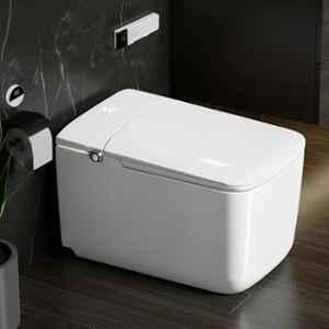 Plantex Ceramic White S Trap Smart Commode/Auto Lid Closing & Flushing with Foot Sensor/Water Saving Technology