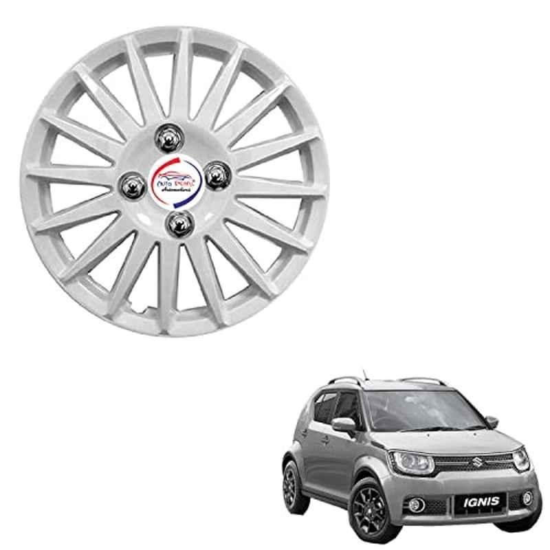 Auto Pearl 4 Pcs 15 inch ABS Camry Silver Press Type Hubcap Wheel Cover Set with Retention Ring for Maruti Suzuki Ignis 2020