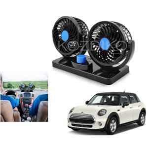 Kozdiko 12V Copper Black Dual Head Rotatable Electric Car Dashboard Fan with 360 Degree for Mini Cooper