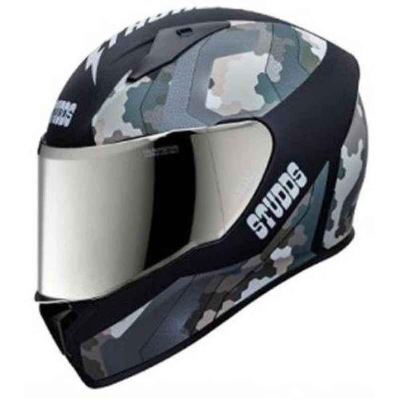 Studds Thunder D5 Decor Matt Black N4 Grey Motorbike Helmet, Size (L, 580 mm)