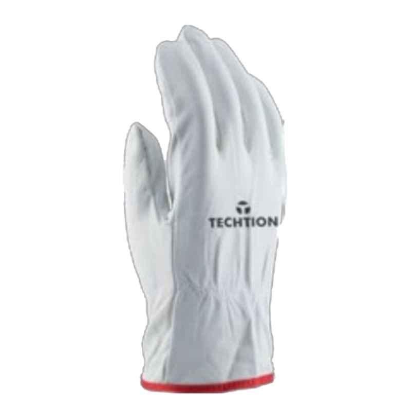 Techtion Drive Mate Multipro Premium Grade Grain Leather Unlined Driver Safety Gloves, White