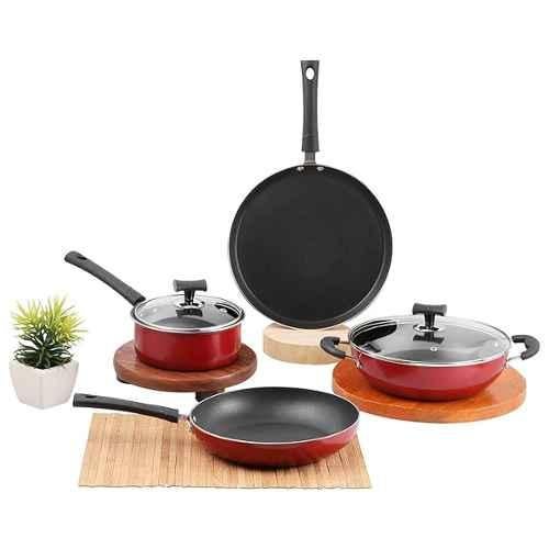  Vinod Cookware Vinod Masterchef Cookware Set Of 4 Pcs With 3  Lids: Home & Kitchen