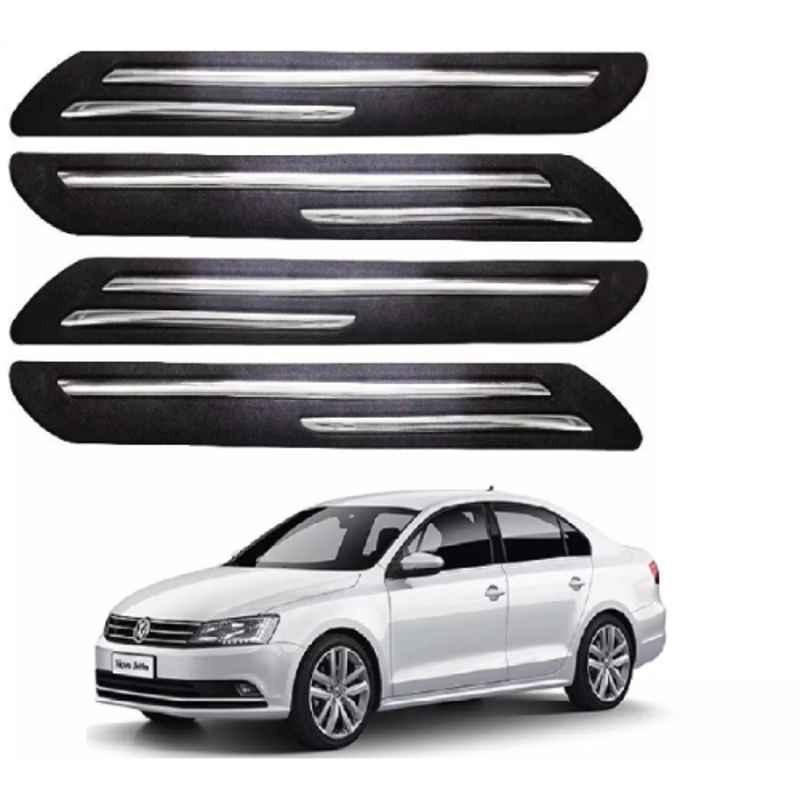 Sca Rubber Car Side Bumper Protector Guard with Double Chrome Strip for Volkswagen Jetta Type2 Model Black Set Of 4, SCA-DCL86I