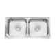 Ruhe S39 37x18x8 inch Stainless Steel Square Double Bowl Kitchen Sink with 2 Coupling & Waste Pipe, 13-0301-02