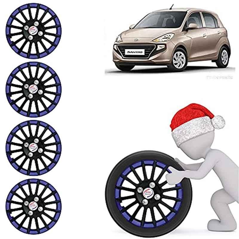 Auto Pearl 4 Pcs 14 inch ABS Black & Blue Car Wheel Cover Set for Hyundai Santro 2018 Asta