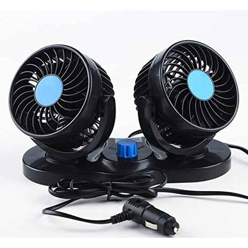 Auto Pearl APA35 12V ABS Black Double Headed Vehicle Fan for All Vehicle