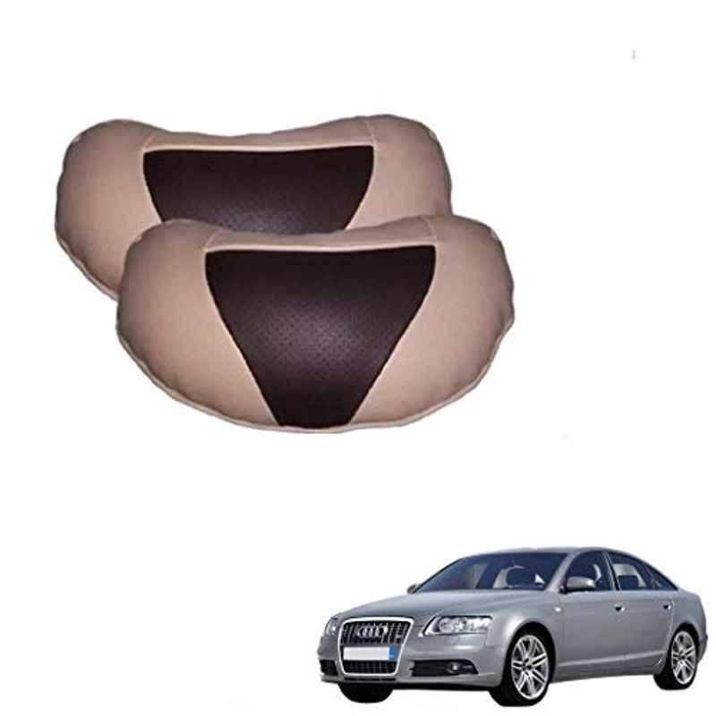 Kozdiko 2 Pcs Beige Brown Neck Rest Cushion Pillow Set for Audi A6