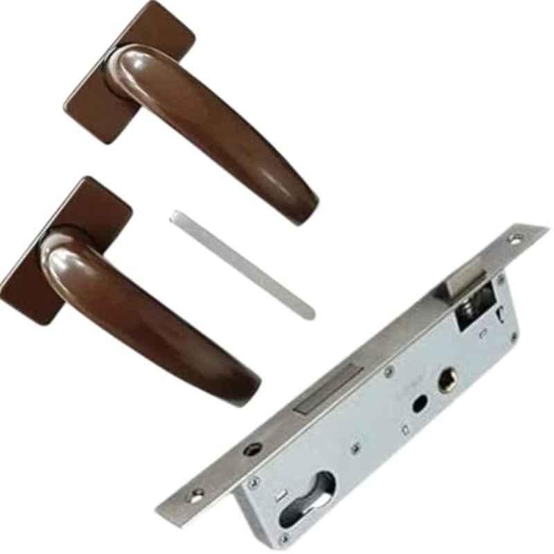 Robustline Aluminium Door Handle White With 20mm Lockbody, Heavy Duty Door Handle Set. (Brown)