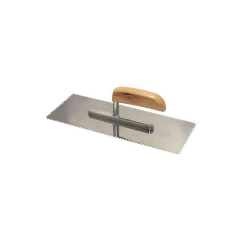 Keiser 8x8mm Silver & Beige Notched Trowel with Wooden Handle