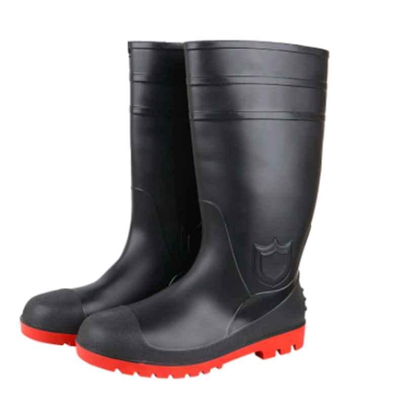 Hitman Alento PVC Black & Red High Ankle Work Gumboots, hpvc13-7, Size: 8