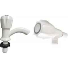 Senkiddpro PVC White Wall Mounted Angle Cock & Pillar Tap Combo