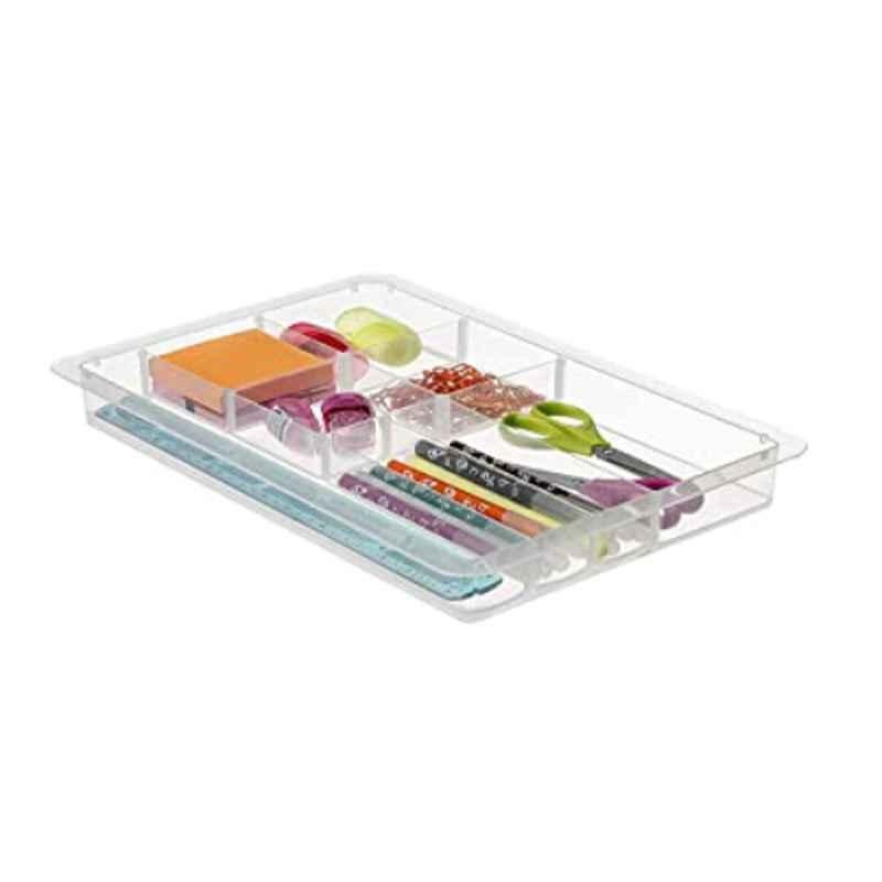 4L Faux Leather Clear Stationery Divider Tray