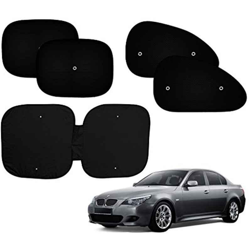 Auto Pearl 5 Pcs PVC & Mesh Black Window & Front Sun Shade Set for BMW 525i